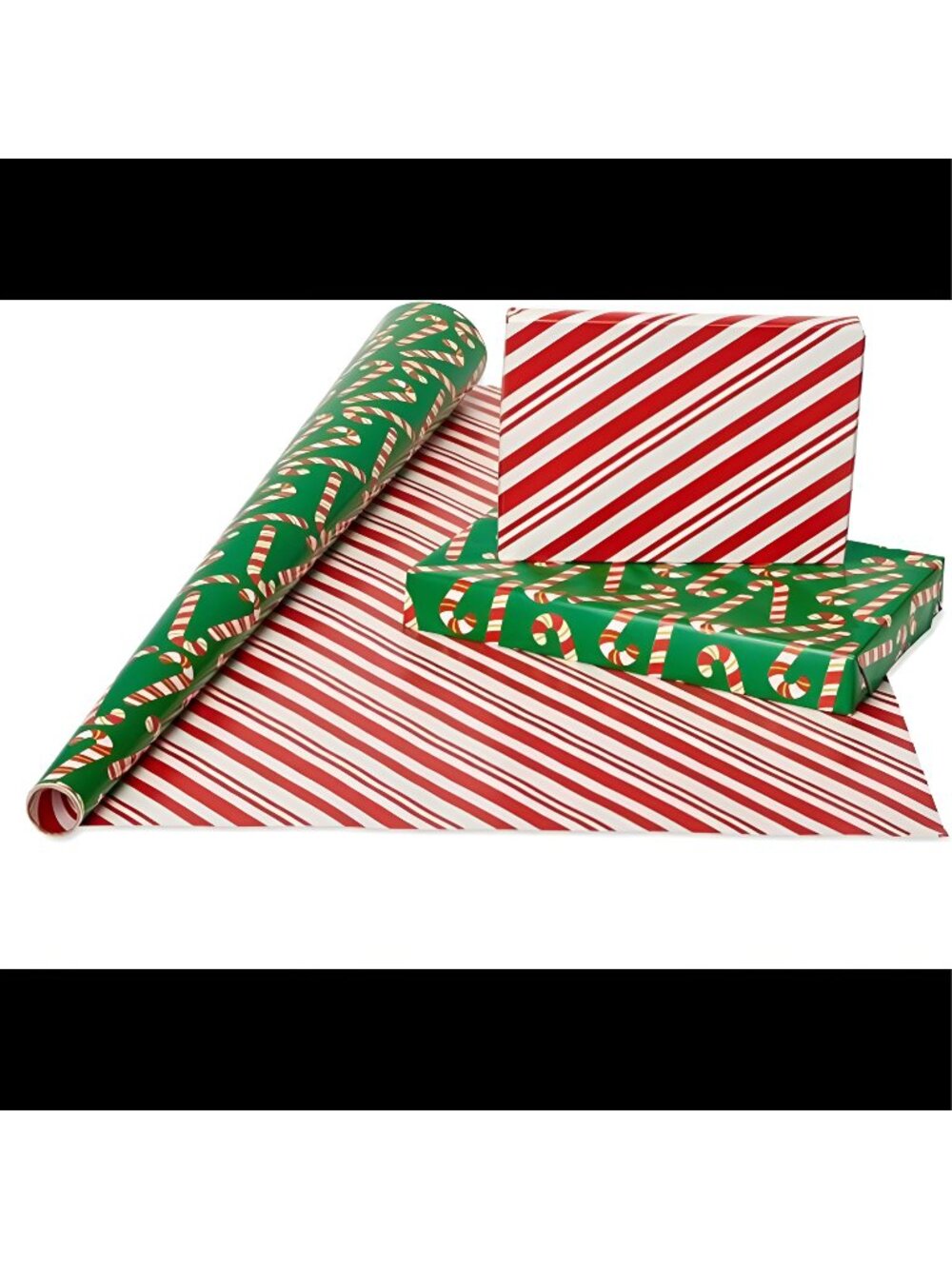 Greetings Extra Wide Christmas Wrapping Paper, Santa, Snowmen and Candy Canes